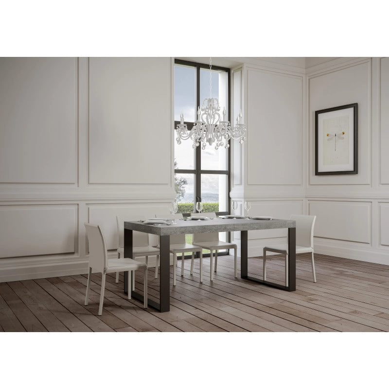 Tavolo allungabile 120/380x90 cm Tecno Premium telaio Antracite - Cemento