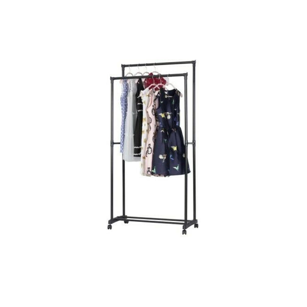 STAND APPENDIABITI CON RUOTE DA TERRA STENDER PORTA ABITI Doppio
