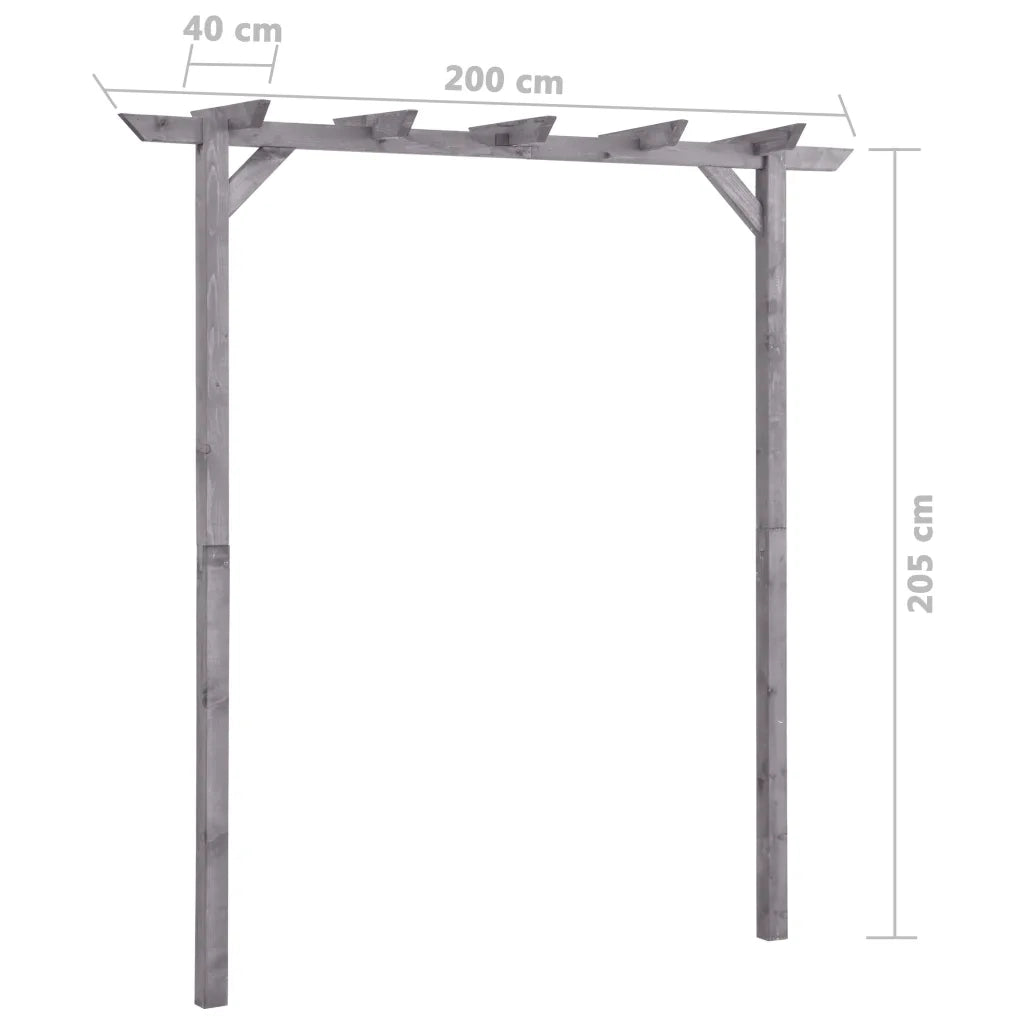 Pergolato da Giardino Grigio 200x40x205 cm in Pino Impregnato cod mxl 74084