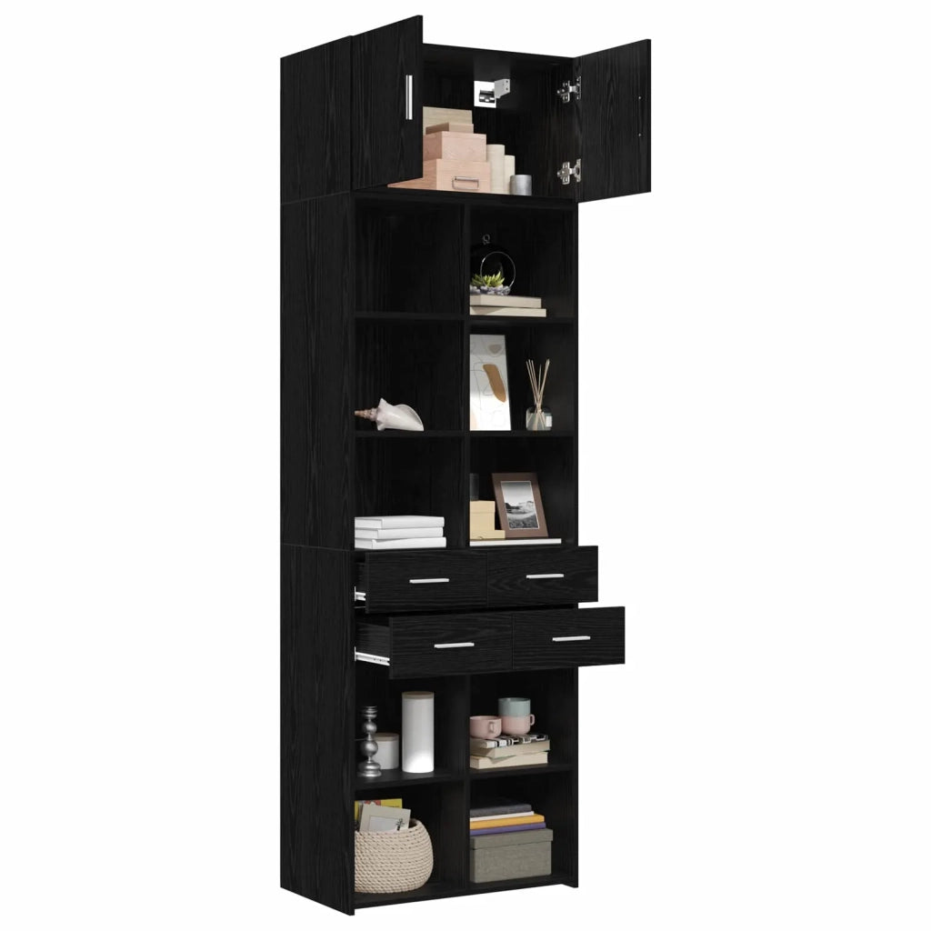 Armadio per la conservazione con ripiani Rovere Nero 3446672
