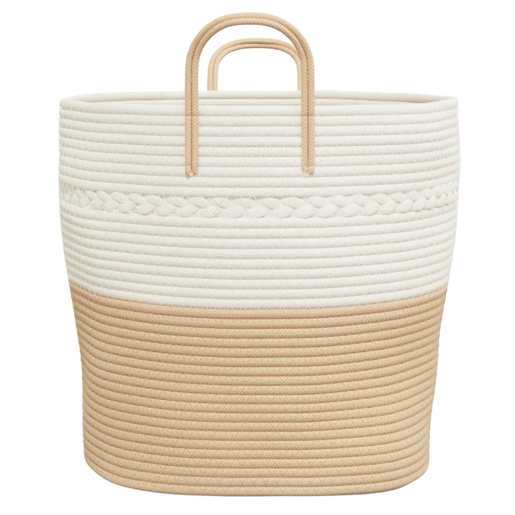 Cestino Portaoggetti Beige e Bianco ?43x38 cm in Cotone CFW9965558