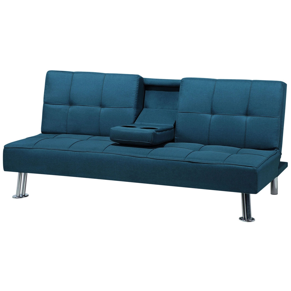 Divano letto blu 3 posti tavolo a ribalta Click Clack soggiorno