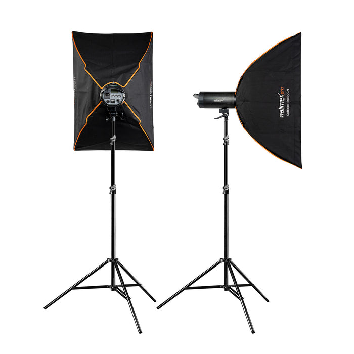Set Double Campaigner 600 - 2 flash fotografici da studio, luce LED da 600 W per foto e video, con 2 softbox 2 stativi luci e accessori
