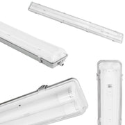 Trade Shop - Plafoniera Doppia Per Tubi Led T8 In Plastica Da 150cm Trasparente Impermeabile -