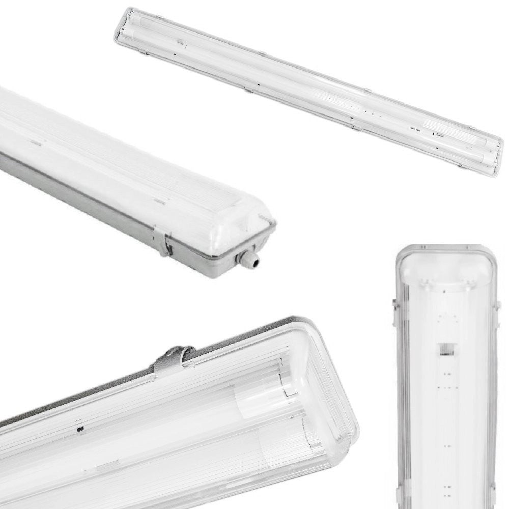 Trade Shop - Plafoniera Doppia Per Tubi Led T8 In Plastica Da 150cm Trasparente Impermeabile -