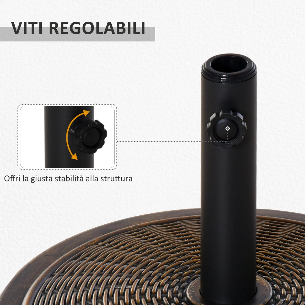 Base per Ombrellone in Cemento Plastica con Effetto Rattan ¨C zephmum ¨C Bronzo ?48x34cm 14kg