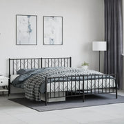 Giroletto con Testiera e Pediera-Struttura Letto Metallo Nero 183x213 cm 477621