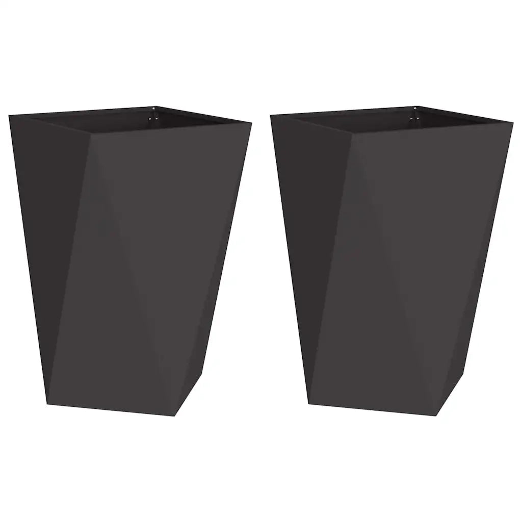 Fioriera 2 pcs Nero 50 x 50 x 75 cm Acciaio 883795