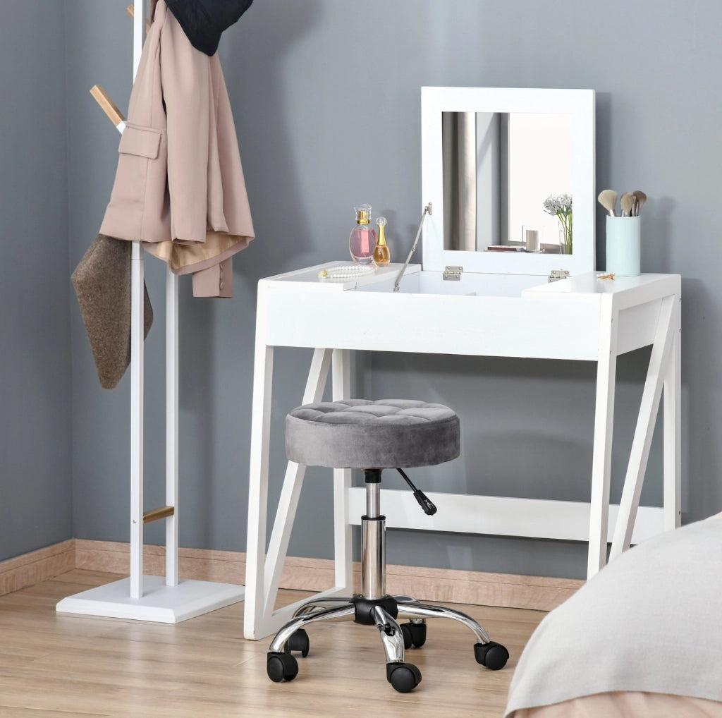 Sgabello da salone regolabile con ruote grigio chiaro Ø35 cm