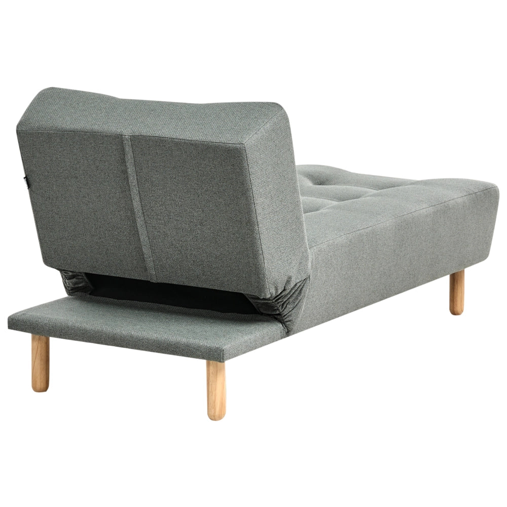 Chaise Lounge Rivestimento in tessuto verde Gambe in legno chiaro Stile scandinavo