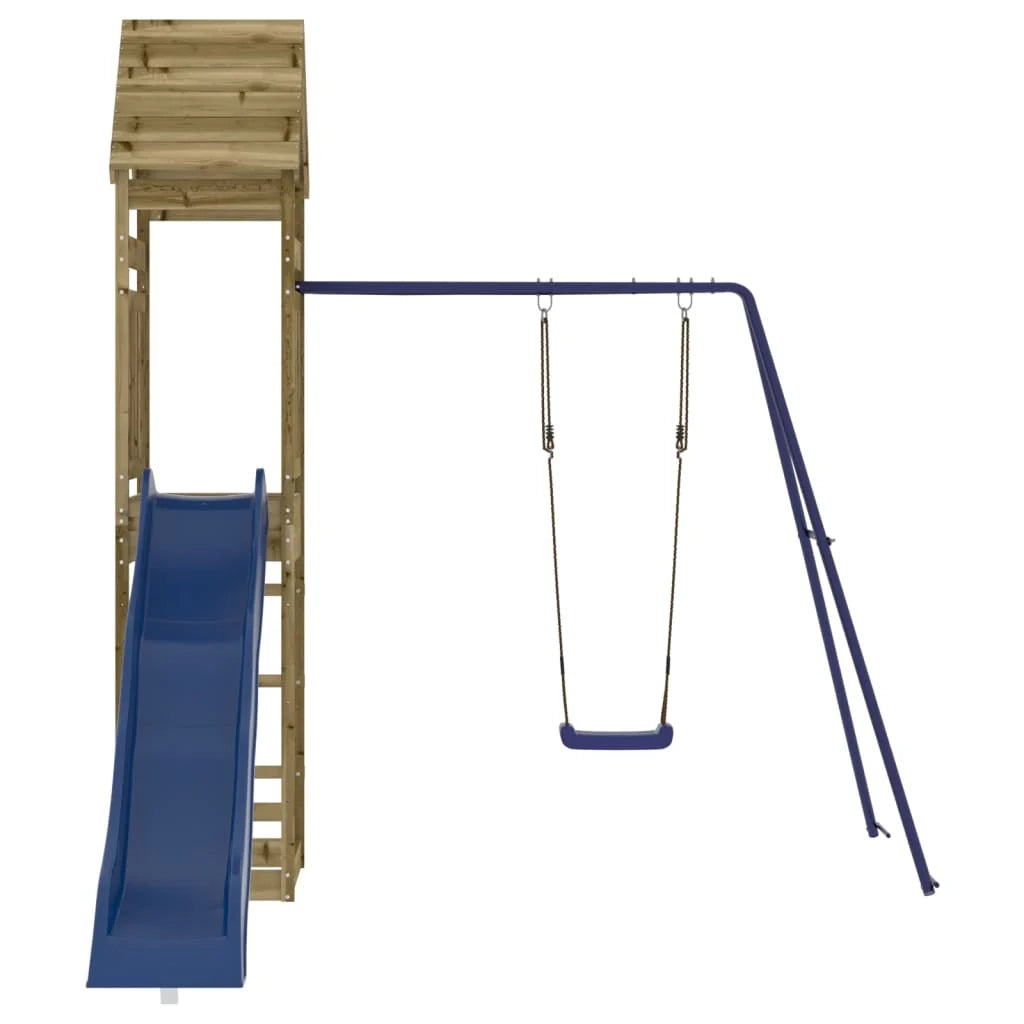 Area giochi all'aperto con altalene scivolo e robuste strutture per arrampicarsi  giochi da giardino 53 x 85 x 264 cm legno di pino impregnato 02_0004859