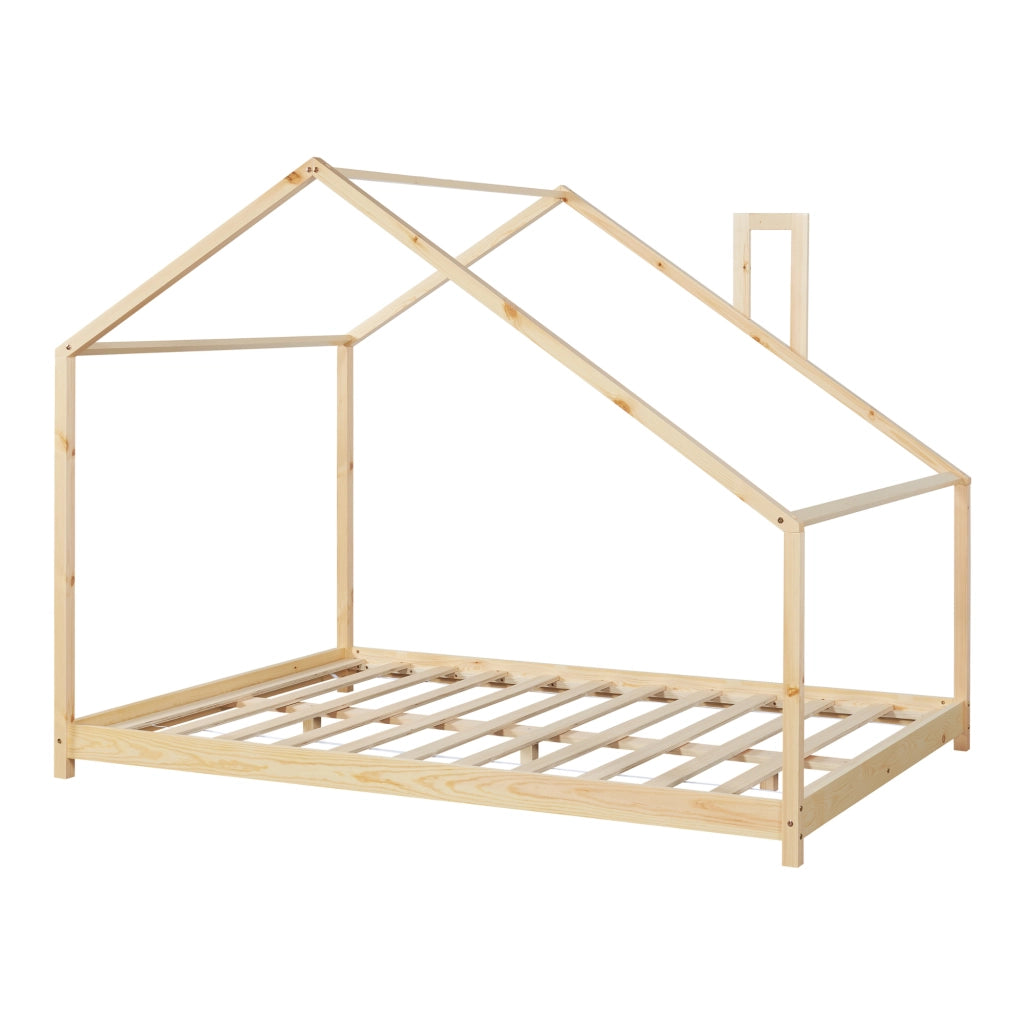 Letto Casetta per Cameretta Siuntio in Legno Naturale 120 x 200 cm [en.casa]