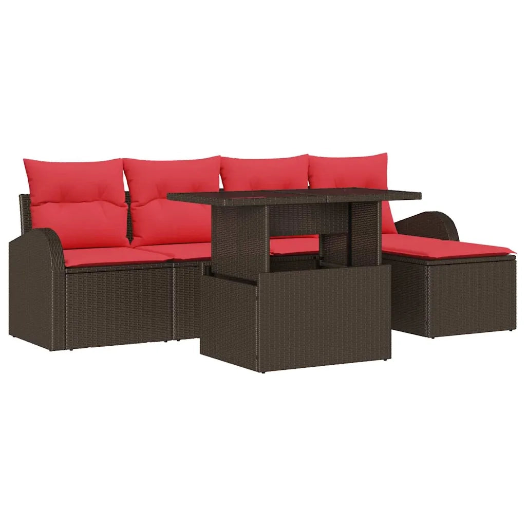 Set Divano da Giardino 6 pcs Marrone polyrattan