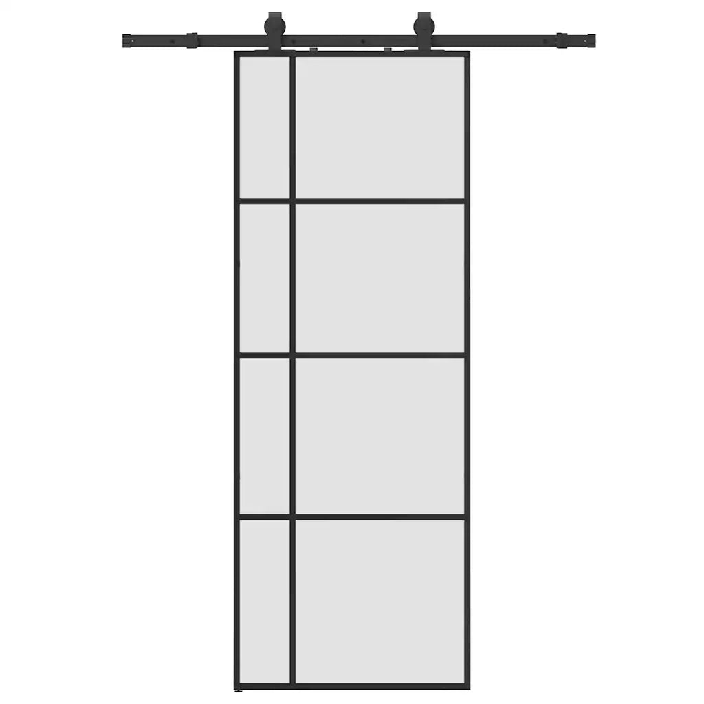 Porta Scorrevole con Ferramenta Nera 76x205 cm in Vetro ESG