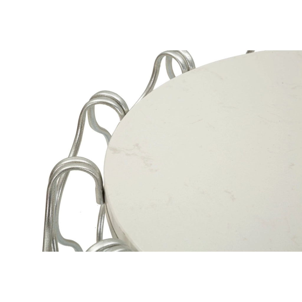 Tavolino VKH530, Argento, Marmo, 47,5x47,5x61,5 cm