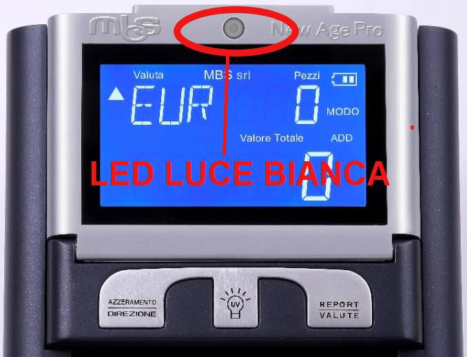 Rilevatore Banconote False con Batteria MBS New Age Pro Nero