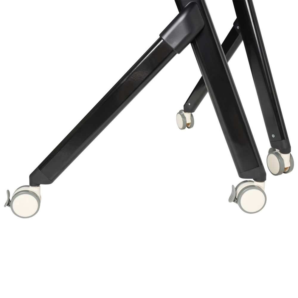 Scrivania pieghevole da ufficio con struttura in metallo marrone scuro e piano in MFC 90 x 64 cm Tavolo pieghevole portatile con rotelle