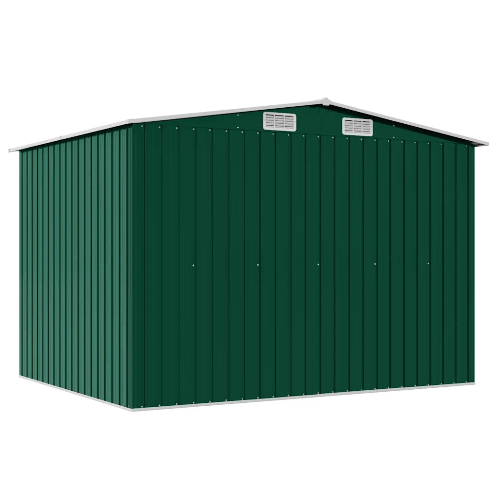 Capanno per Attrezzi-Casetta da Giardino in Metallo Verde 257x205x178 cm