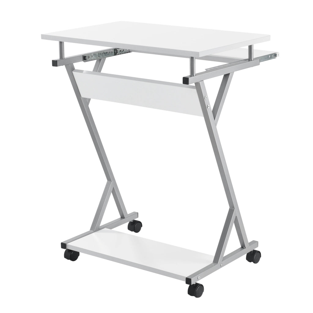 Scrivania per Computer a Ruote con Tastiera Scorrevole e Ripiano 60 x 40 x 75 cm - Bianco [en.casa]