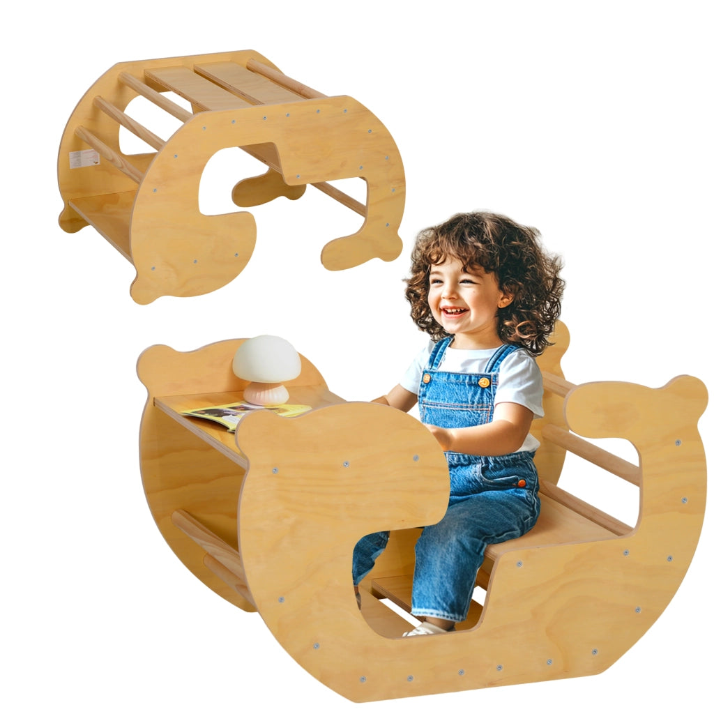 Casetta Giocattolo con Scala ¨C zephmum ¨C Legno Naturale per Bambini 18-48 Mesi