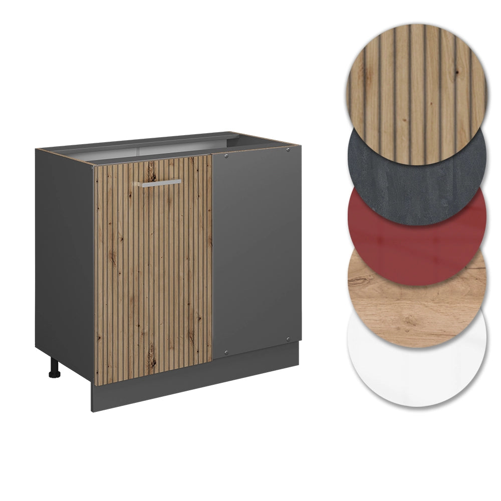 Mobile ad angolo cucina R-Line Rovere artigianale/Antracite 86 cm, PL Antracite Vicco