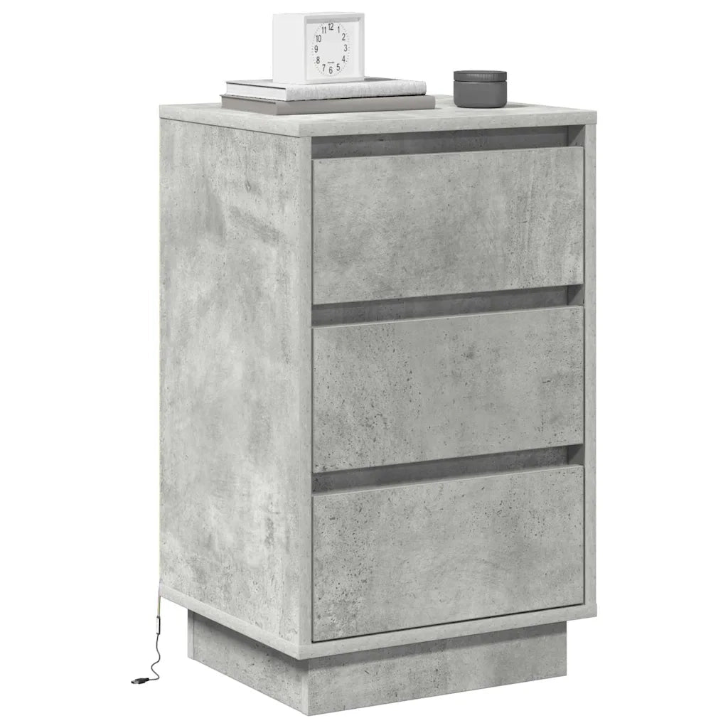 Comodino | Armadio da Notte | Mobiletto da notte con cassetto Grigio cemento 39 x 34,5 x 65 cm