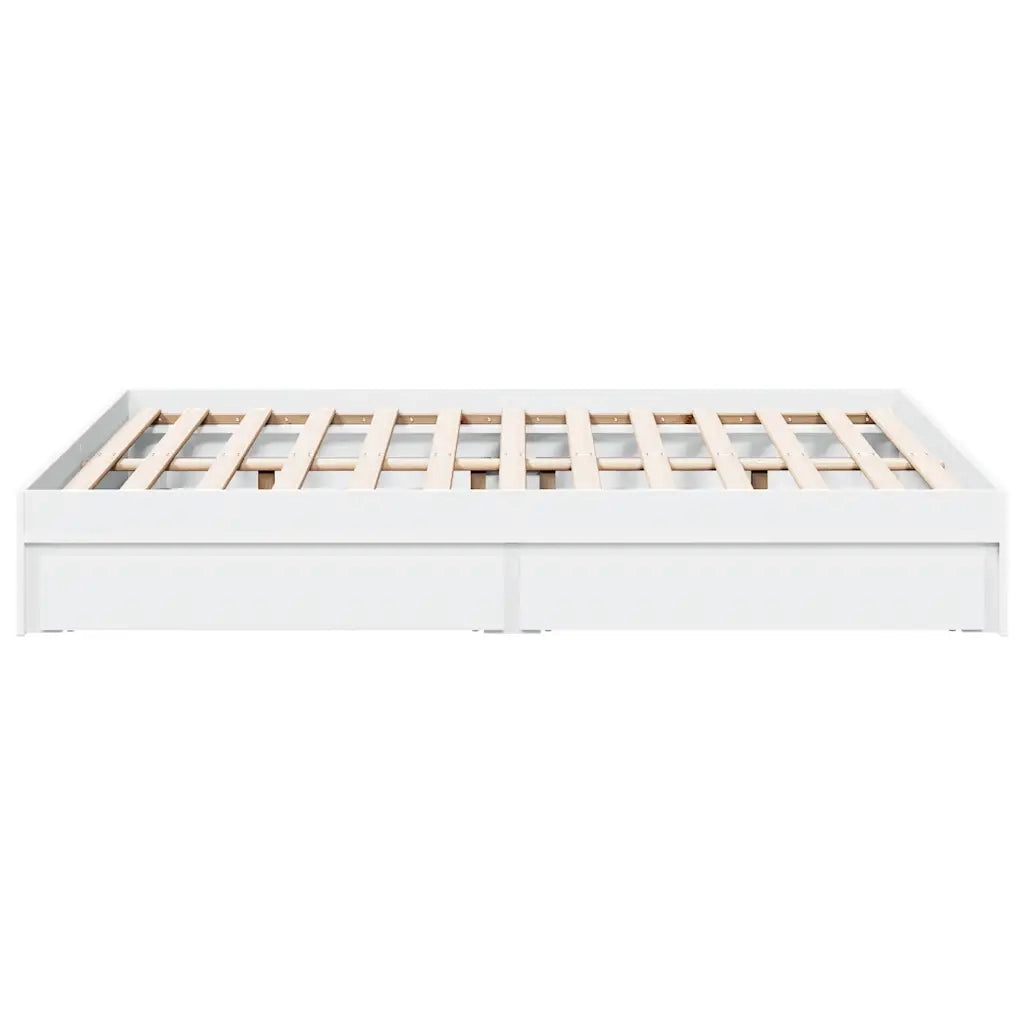 Letto matrimoniale | Letto per adulti | Giroletto con Cassetti Bianco 120x200 cm in Legno Multistrato