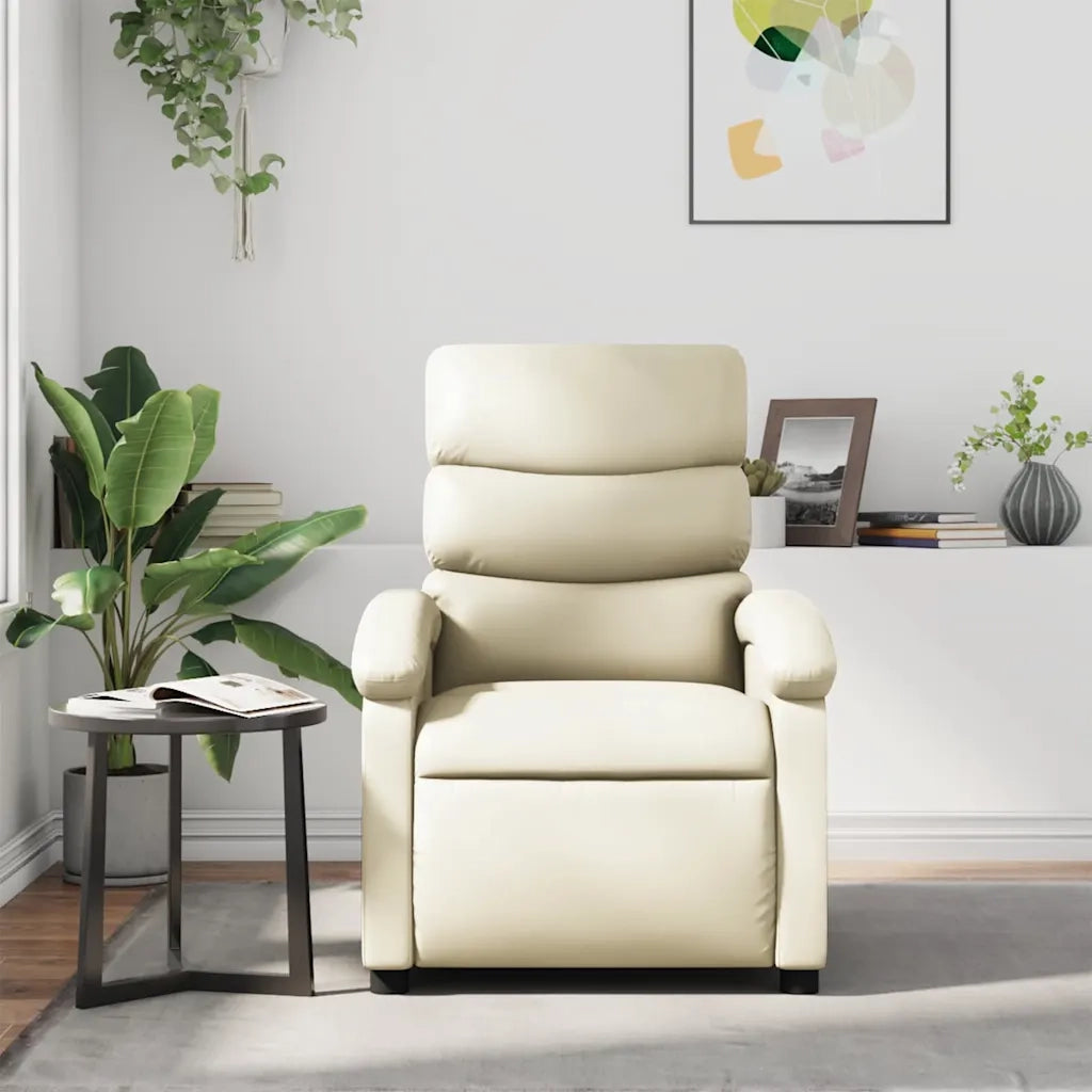 Divano Sedia-Poltrona Reclinabile Crema in Similpelle 689134