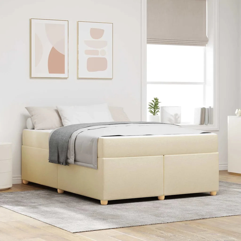 Struttura del letto con materasso Crema 160 x 200 cm Tessuto 3399368