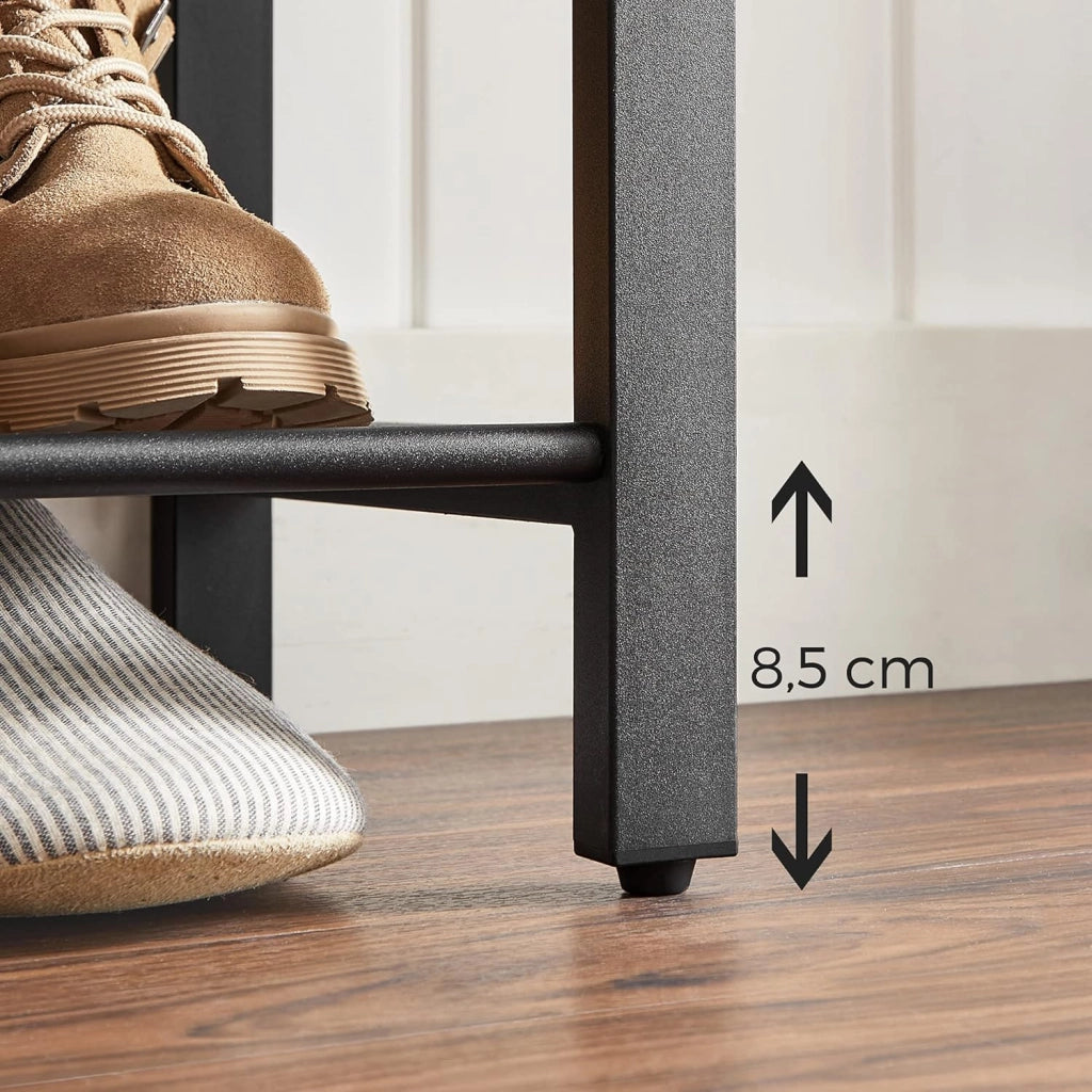 VASAGLE Scarpiera Organizzatore per Scarpe, 100 x 30 x 72 cm, per ingresso, soggiorno, camera da letto, struttura semplice, stile industriale, marrone rustico e nero LBS14BX