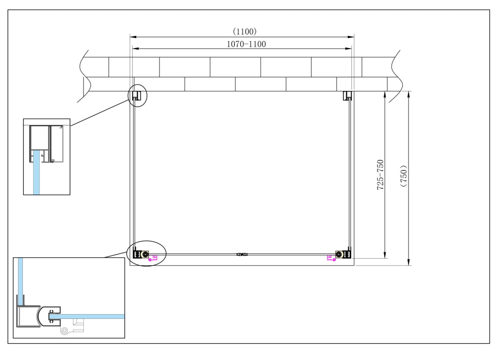 Porta battente Saloon  + 2 lati fissi box doccia 6 mm cromo 2 FISSE 72,5-75 + SALOON 107-110