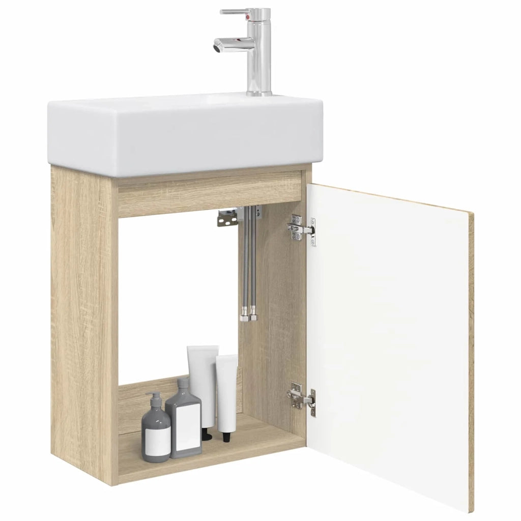 Mobile bagno con rubinetto Rovere Sonoma 45,5 x 25,5 x 84 cm