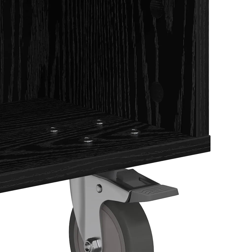 Tavolino con Ruote Rovere Nero 50,5 x 50 x 30 cm