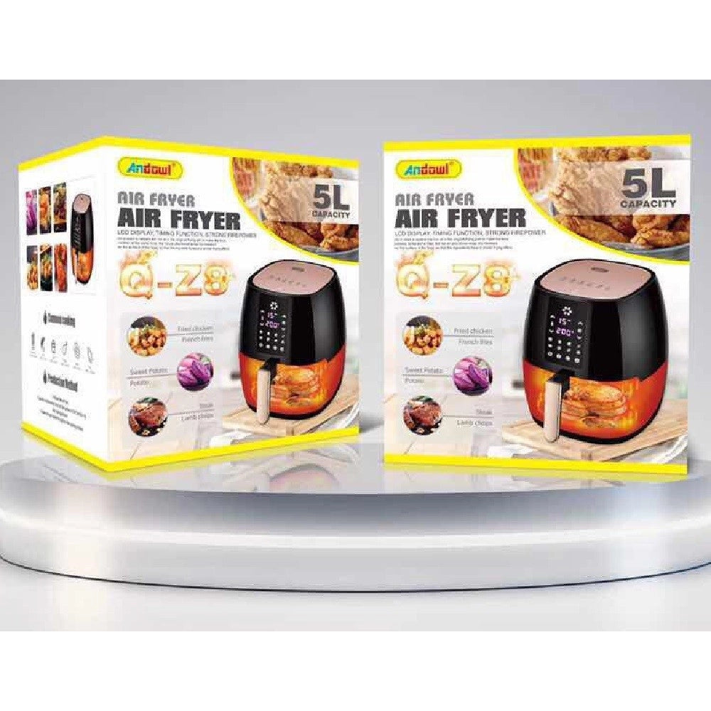 Trade Shop - Friggitrice Ad Aria 1400w 5lt Display Lcd Funzione Temporizzazione Potente Q-z8 -
