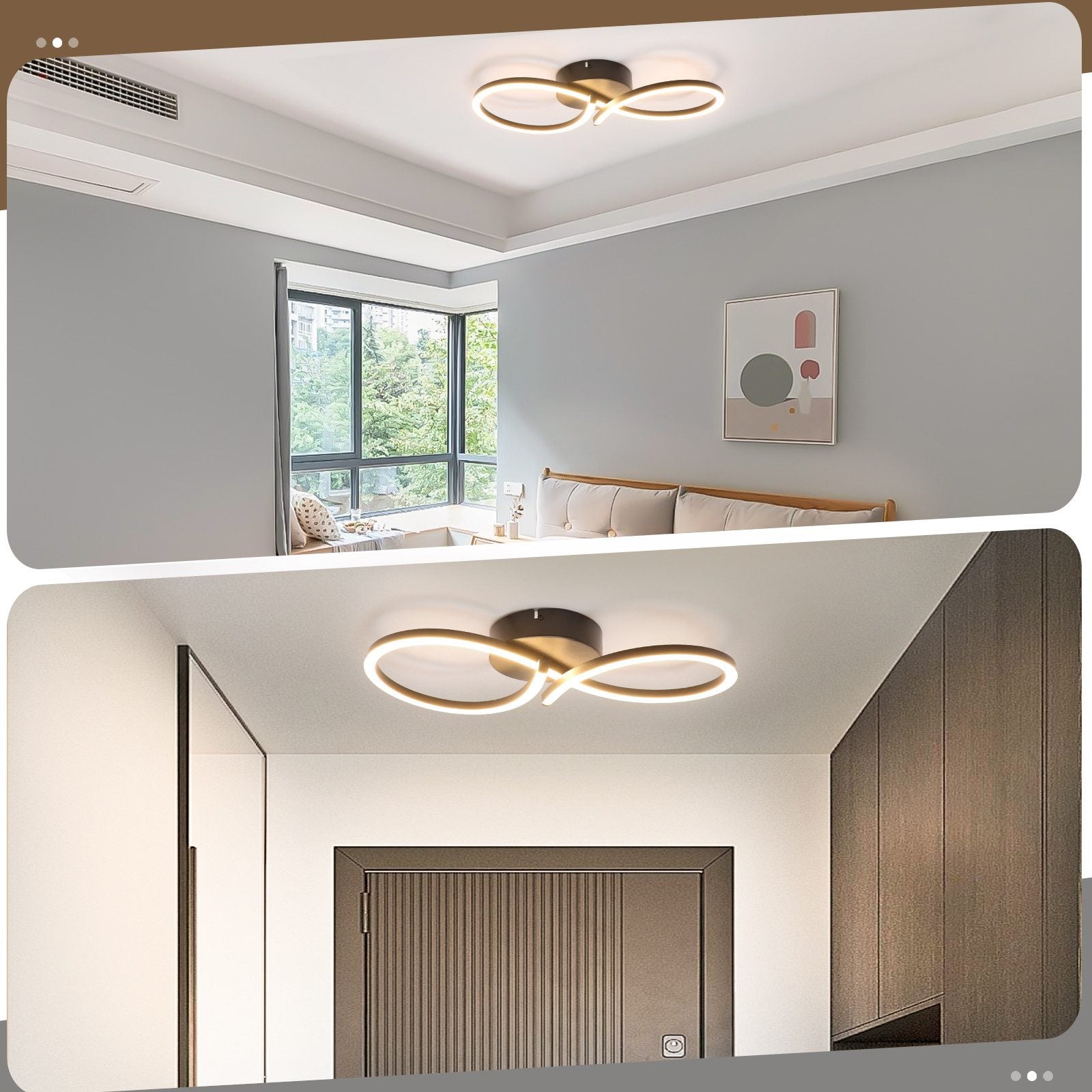 ZMH Lampada da soffitto plafoniera LED bianca 24W design moderno per soggiorno corridoio