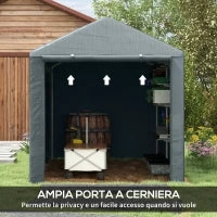 Capanno Porta Attrezzi e Tenda Garage per Bici e Moto con Copertura Anti-UV, 1.6x2m, Grigio Scuro