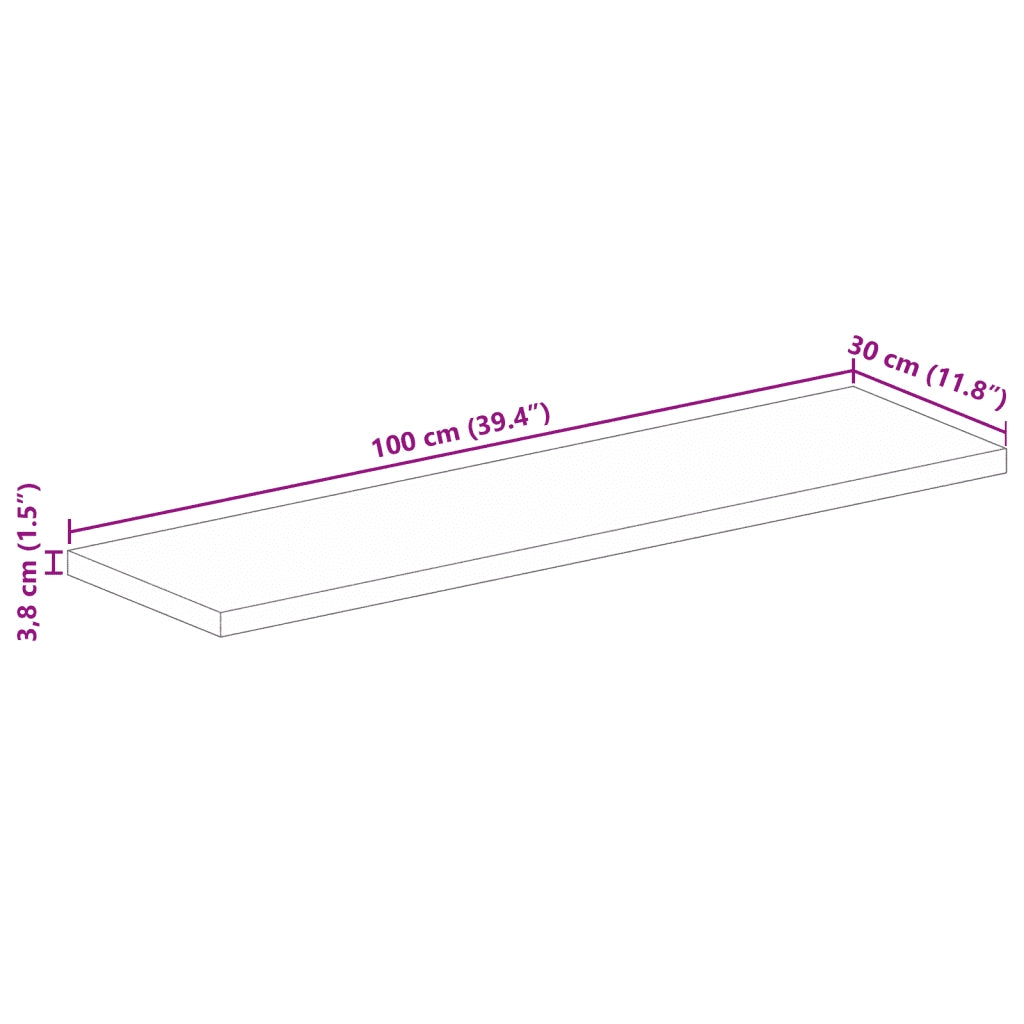 Piano per Tavolo 100x30x3,8cm Rettangolare Legno Massello Mango 371503