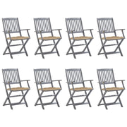 Sedie da Giardino Pieghevoli 8 pz con Cuscini Massello Acacia cod mxl 8543