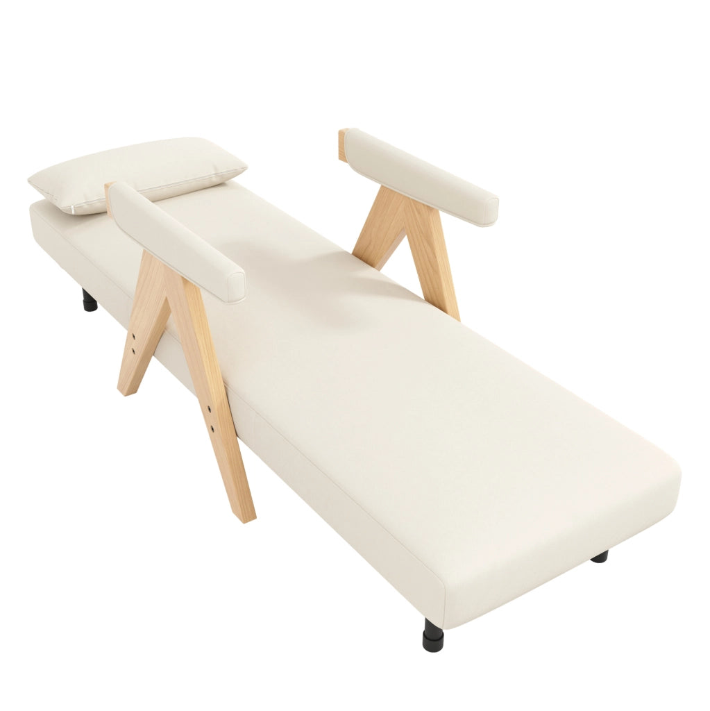 Poltrona letto 3 in 1 beige con schienale regolabile
