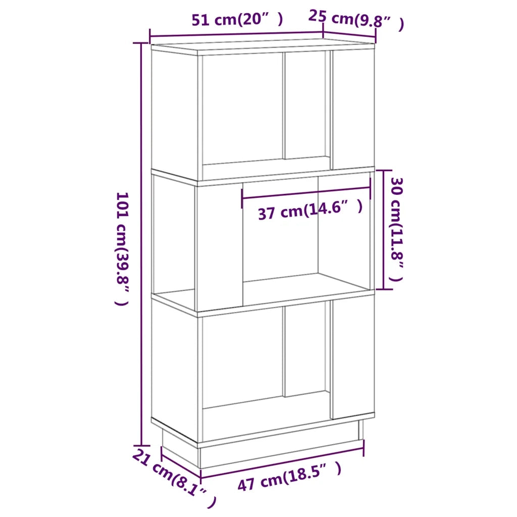 Libreria Divisorio-Scaffale per Libri-Mobile di Stoccaggio Grigio 51x25x101 cm Legno Massello di Pino