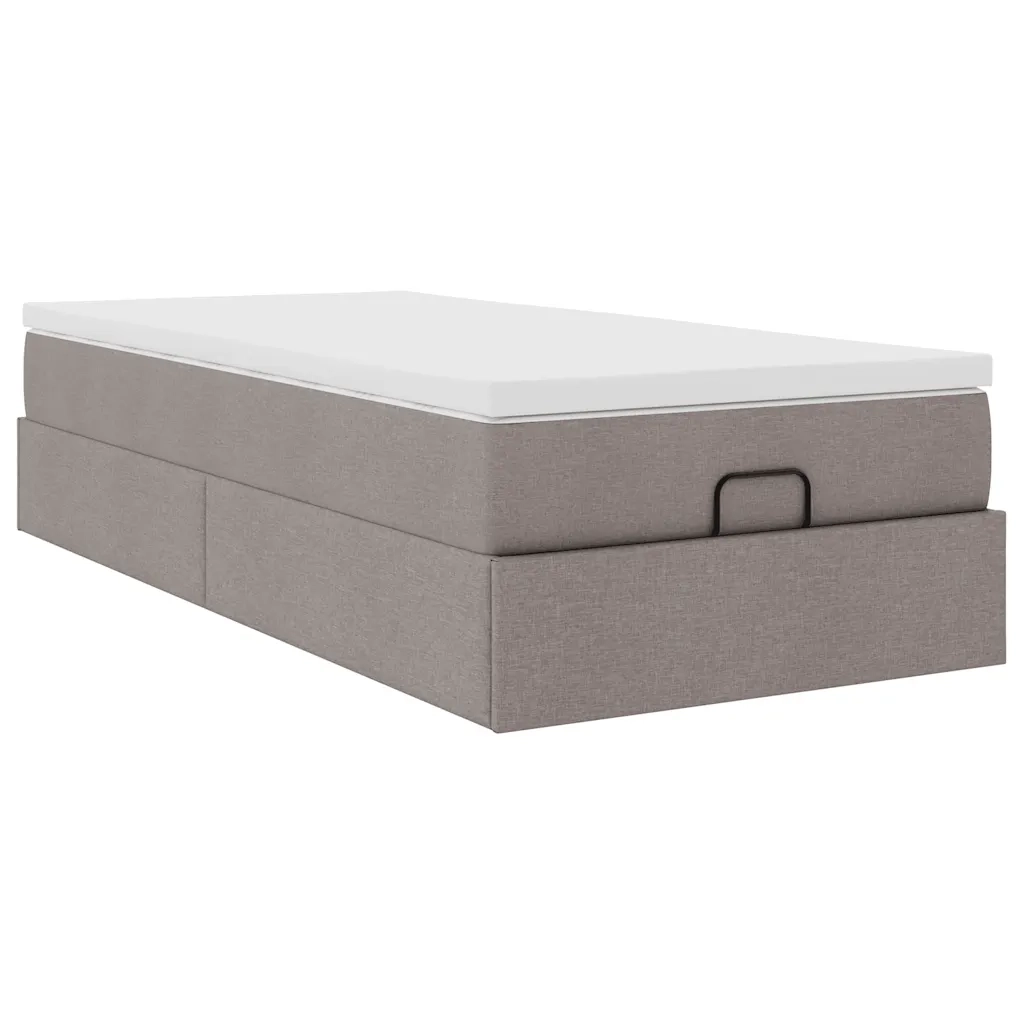 Struttura Letto Pouf con Materasso Tortora 80x200 cm in Tessuto
