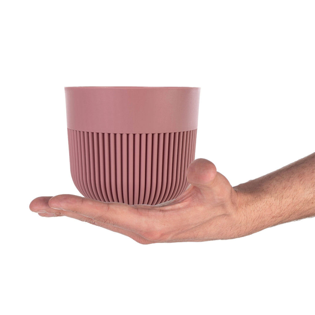 Vaso da fiori KADAX, Coprivaso, 13 cm, Plastica, Rotondo, A coste, Rosa