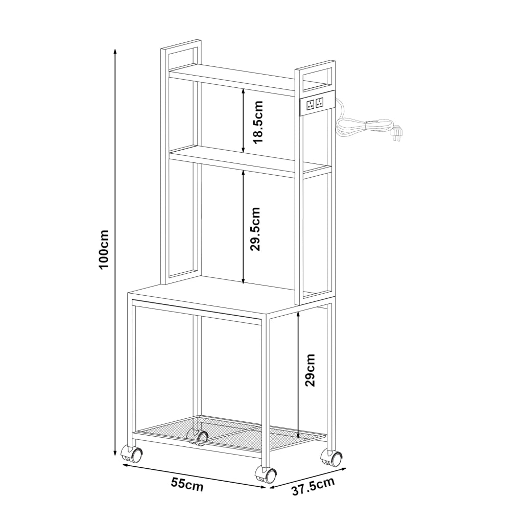 Supporto per stampante con ruote 100 x 55 x 38 cm bianco 03_0010705