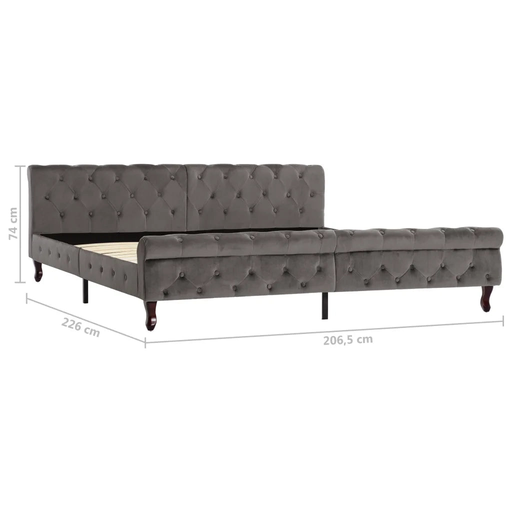 Letto matrimoniale | Letto per adulti | Giroletto Grigio in Velluto 200x200 cm