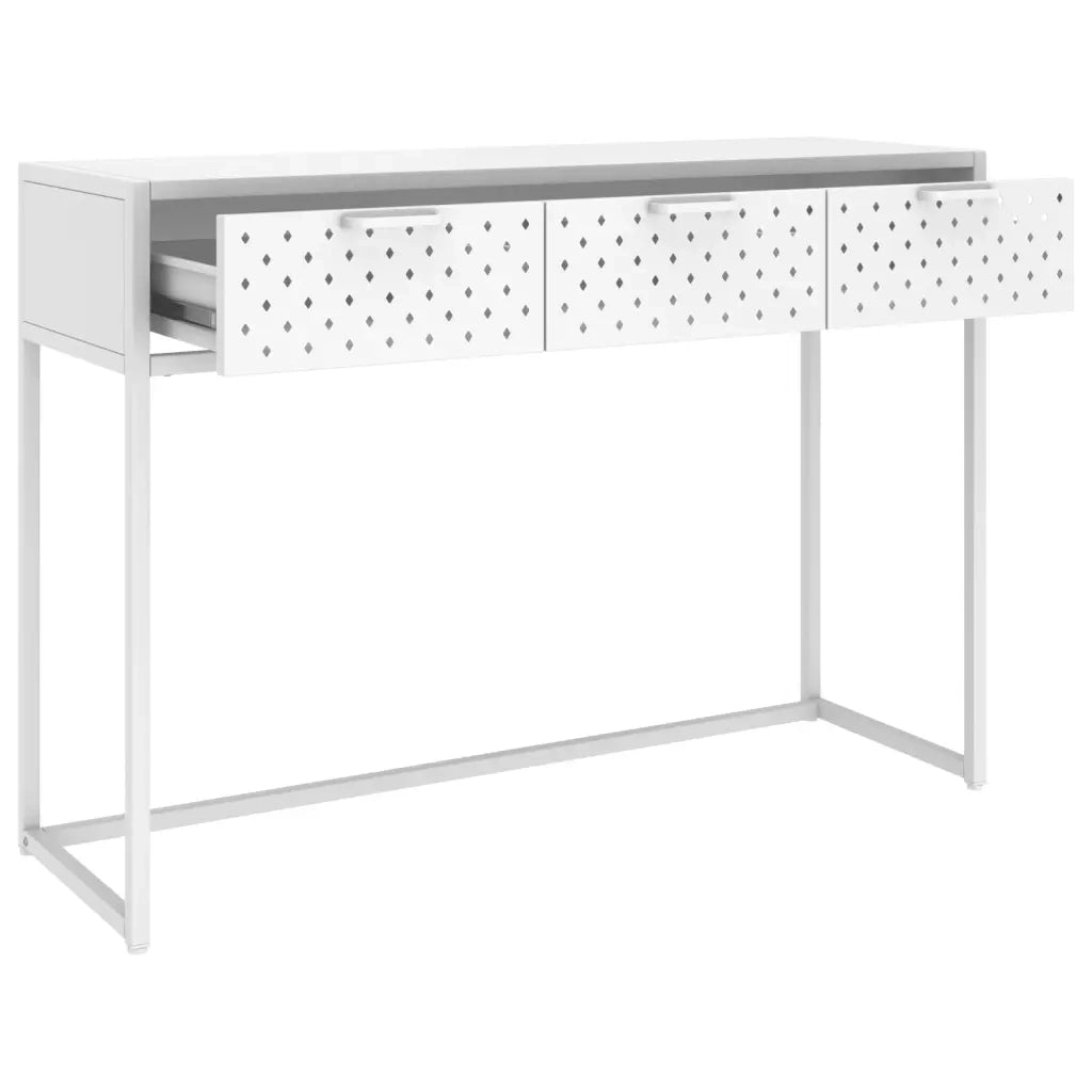 Tavolo Consolle Bianco 106x35x75 cm in Acciaio