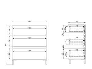 Mapello, Cassettiera 3 Cassetti, 80x40x90h cm Beige