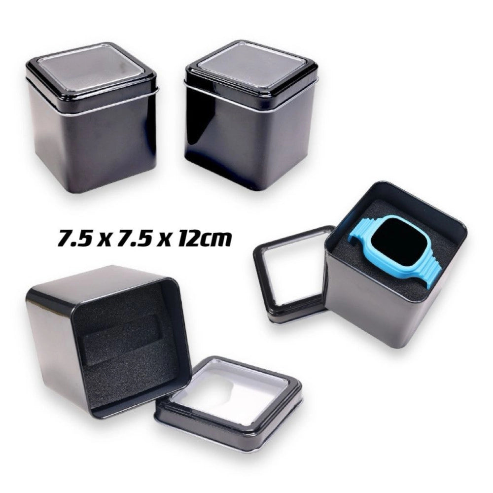 Trade Shop - Scatola In Metallo Con Finestra Trasparente E Spugna Interna 7.5x7.5x12 Cm -
