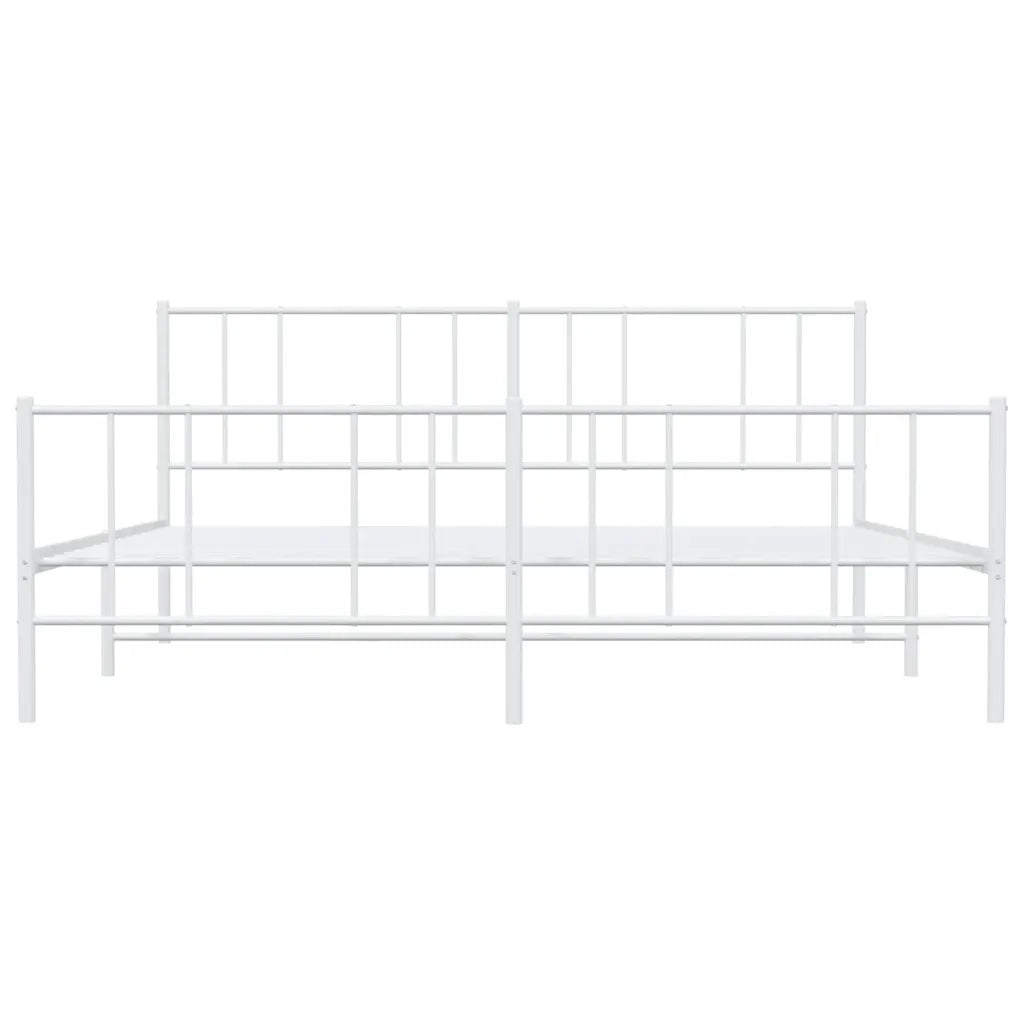 Giroletto con Testiera e Pediera-Struttura Letto Metallo Bianco 193x203 cm 780542