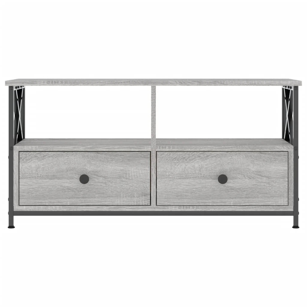 Mobile TV multimediale scaffale TV mobile TV sala da pranzo soggiorno camera da letto Sonoma 90 x 33 x 45 cm legno ingegnerizzato e ferro grigio 02_0028474