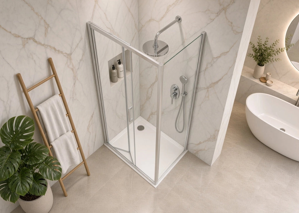 Box Doccia 2 lati 80x75 cm fisso + soffietto H195 cm ISA Cromato